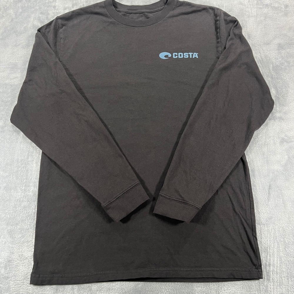 Costa Del Mar Mens Medium Long Sleeve Graphic T-Shirt Black Blue Wave Logo